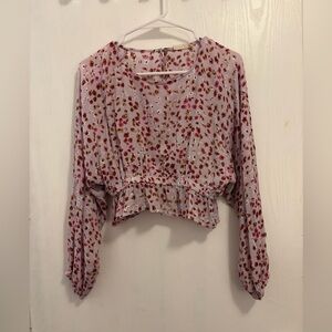 altar’d state Purple with Floral Design Long Sleeve Blouse Woman’s Size Small